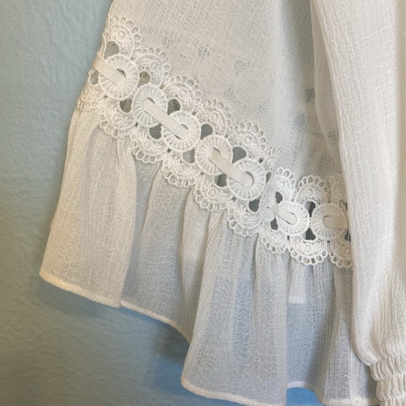 Ramy Brook Womens Size XS White Sheer Beach Swim Cover Up Smocked Waist Tassels - Picture 2 of 12